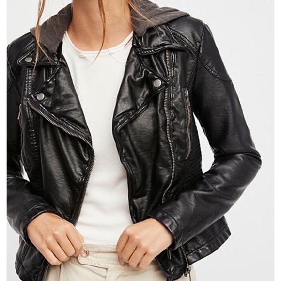 Free People Jackets & Blazers - Free People black vegan leather jacket.